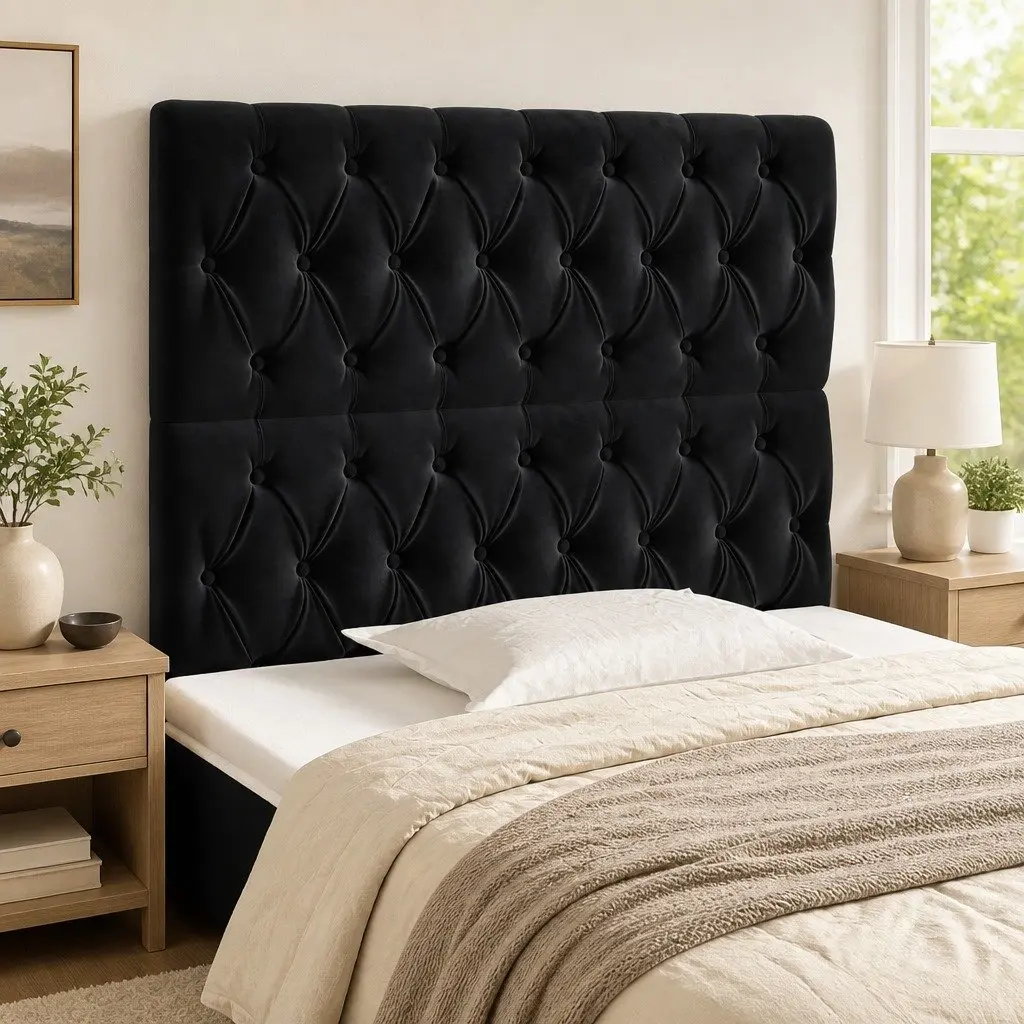 Black Velvet Headboard 100cm with Adjustable Height