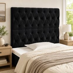 Elegant Black Velvet Headboard 100cm with Adjustable Height
