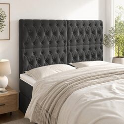 Upholstered Grey Velvet Headboard 160cm with Adjustable Height