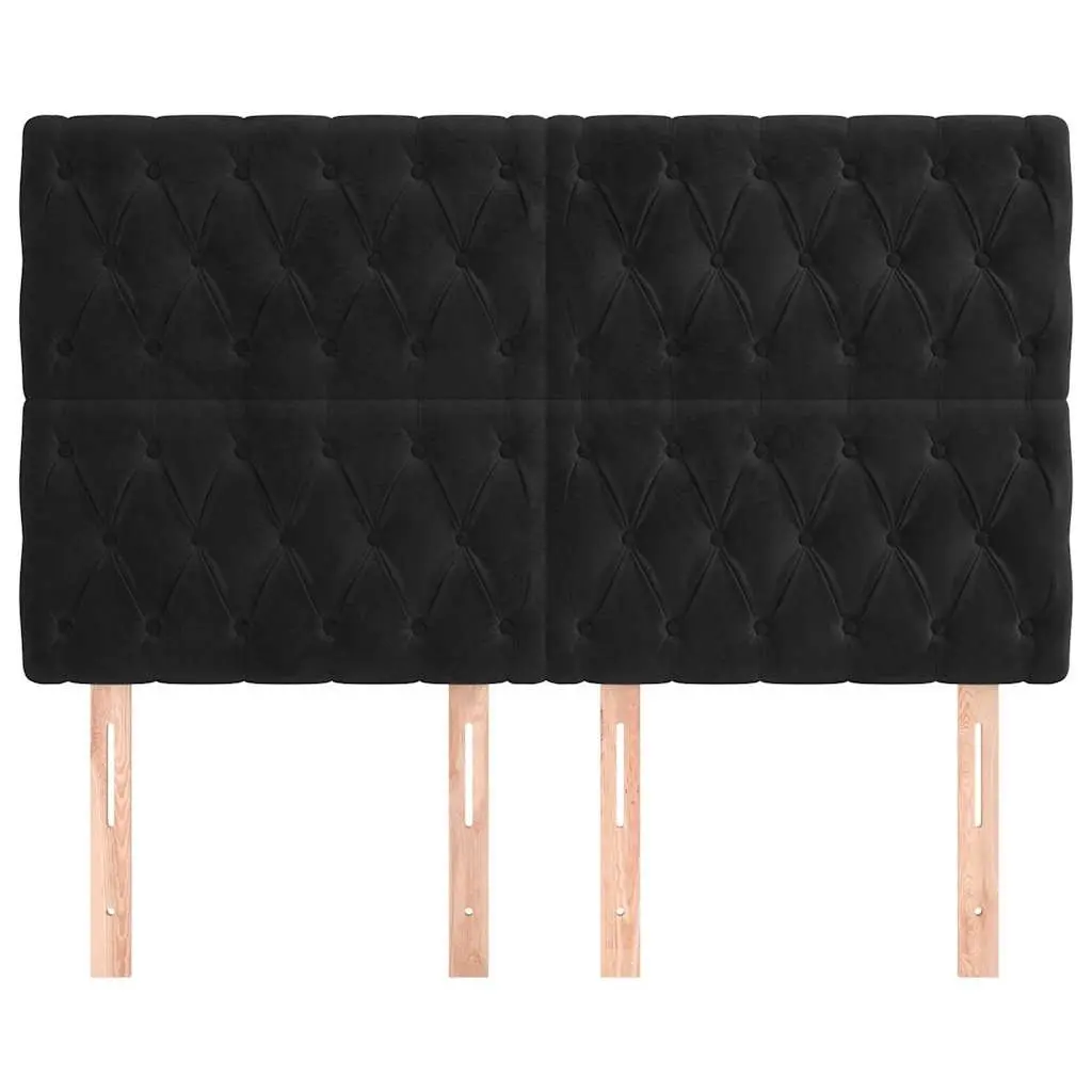 Black Velvet Headboard 160cm Adjustable Height Bed Support
