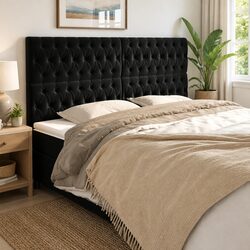 Black Velvet Headboard with Adjustable Height 200cm