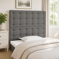 Grey Fabric Adjustable Height Headboard with Wooden Legs