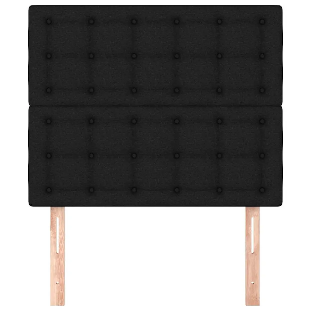 Adjustable Height Black Fabric Bed Headboard with Wooden Legs