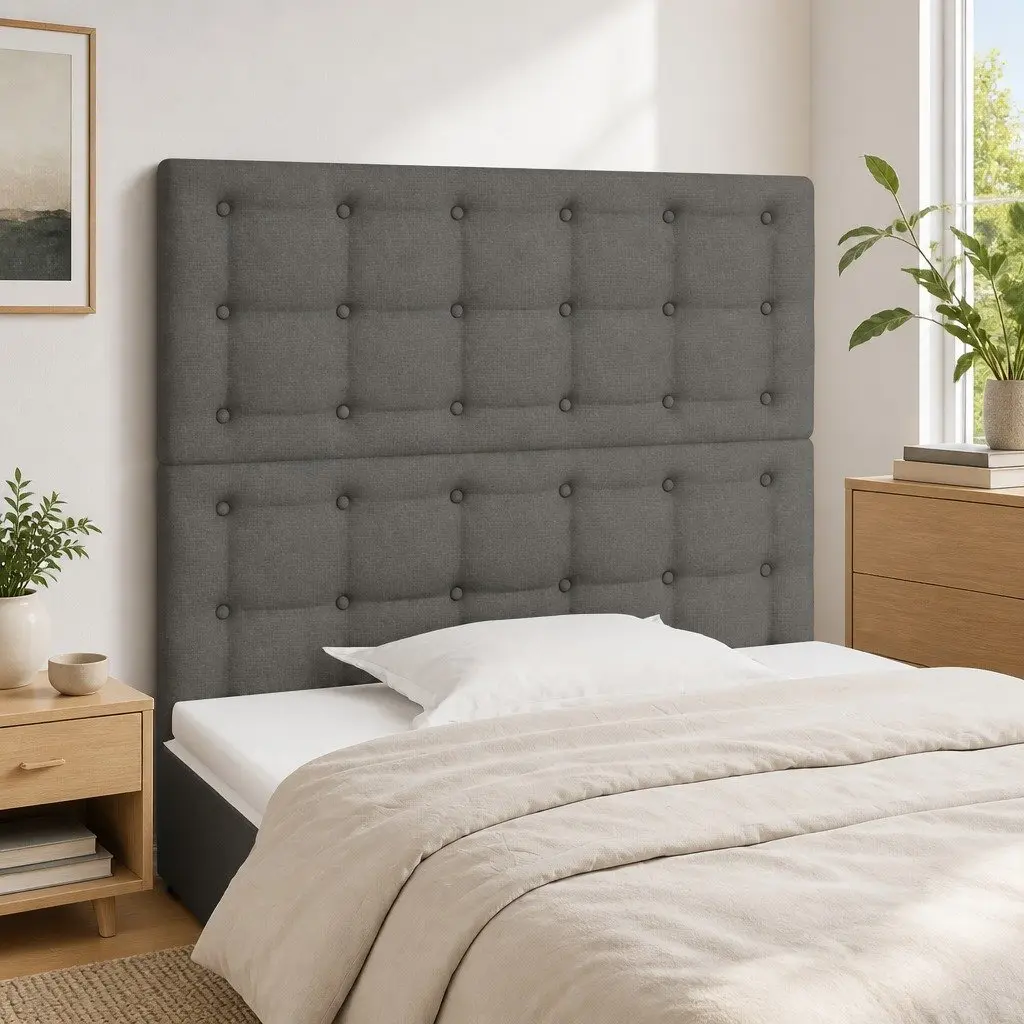 Headboard Dark Grey 100x5x118128 cm Fabric Bedroom Bed Head Support Back Rest