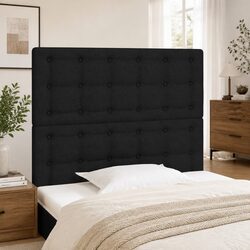 Stylish Black Fabric Headboard with Wooden Legs