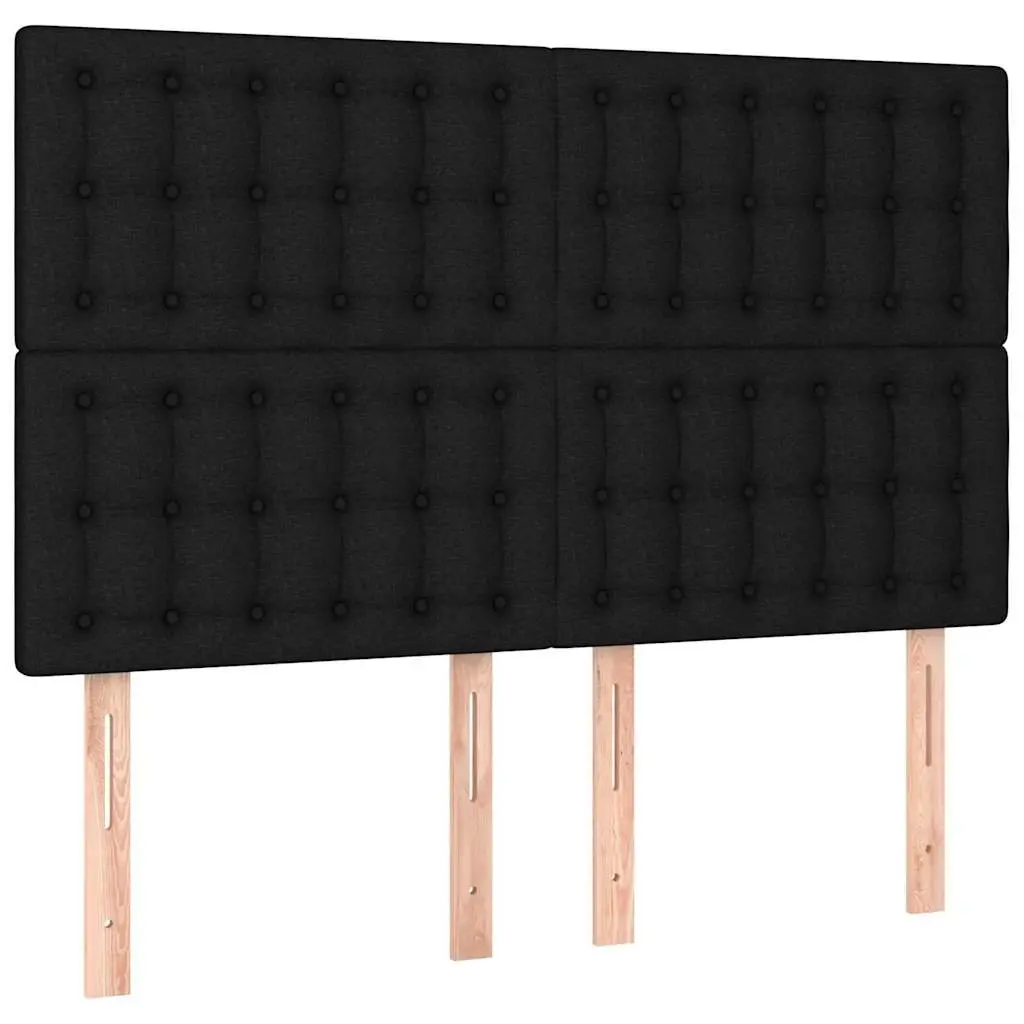 Adjustable Black Fabric Headboard with Wooden Legs