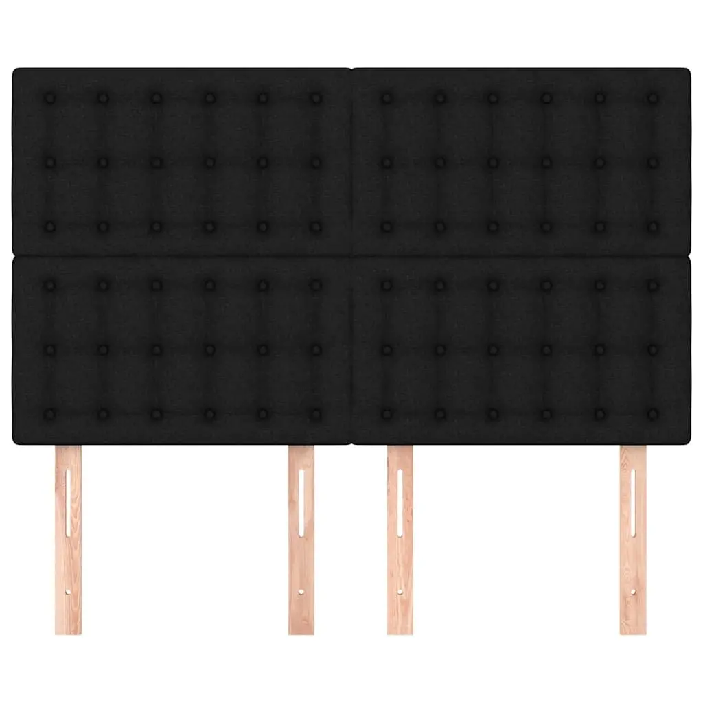 Adjustable Black Fabric Headboard with Wooden Legs