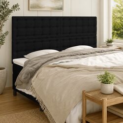 Stylish Black Fabric Headboard with Adjustable Height