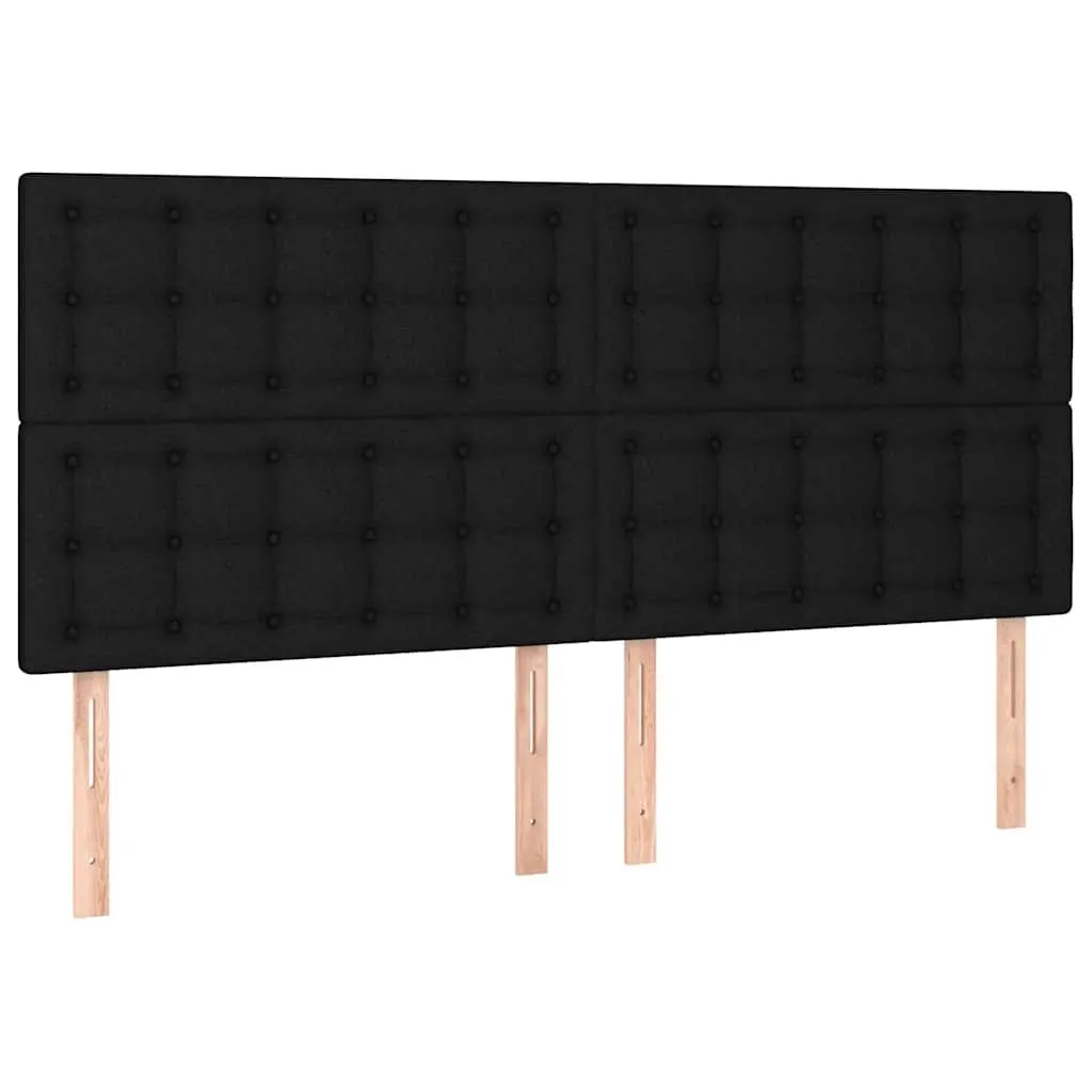Black Fabric Headboard Adjustable Height Wooden Legs Bedroom Furniture