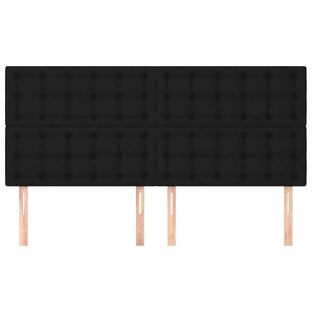 Fabric Headboard Black 200x5x118/128 cm with Wooden Legs