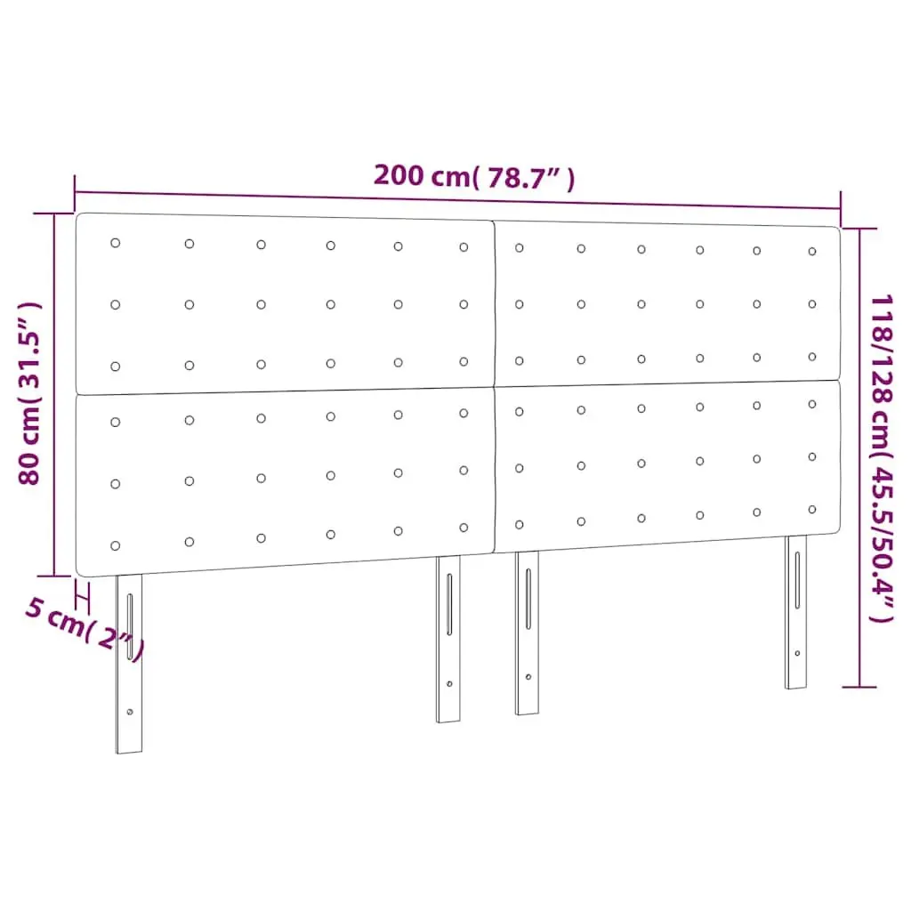 Fabric Headboard Black 200x5x118/128 cm with Wooden Legs
