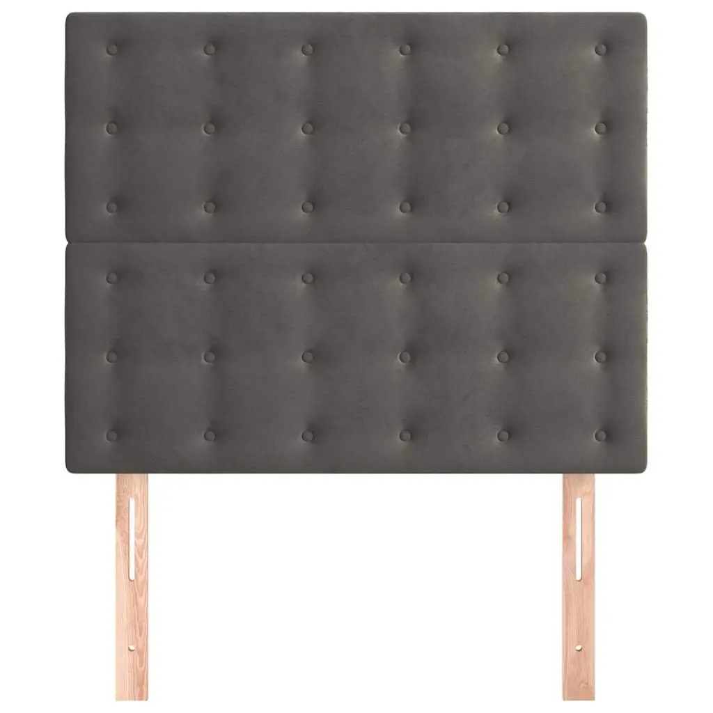 Headboard Adjustable Height Velvet Dark Grey Wooden Legs Bed Support