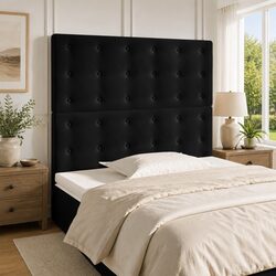 Black Velvet Headboard 80x5x118/128 cm for Bed Frame