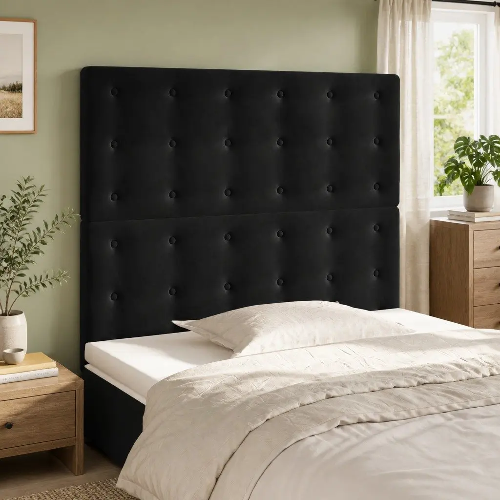 Adjustable Black Velvet Headboard for Comfort
