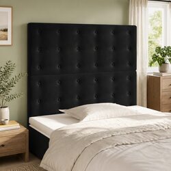Adjustable Black Velvet Headboard for Comfort