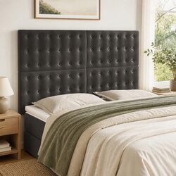Adjustable Dark Grey Velvet Headboard for Your Bedroom