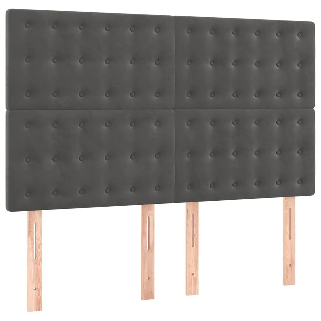Velvet Upholstered Headboard Dark Grey Adjustable Height Bed Back Support Bedroom Furniture