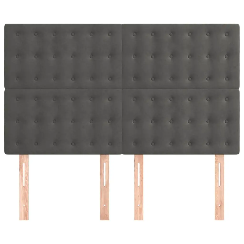 Velvet Upholstered Headboard Dark Grey Adjustable Height Bed Back Support Bedroom Furniture