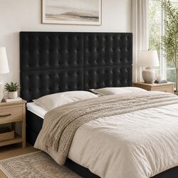 Black Velvet Headboard with Adjustable Height