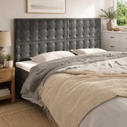 Dark Grey Velvet Headboard with Adjustable Height
