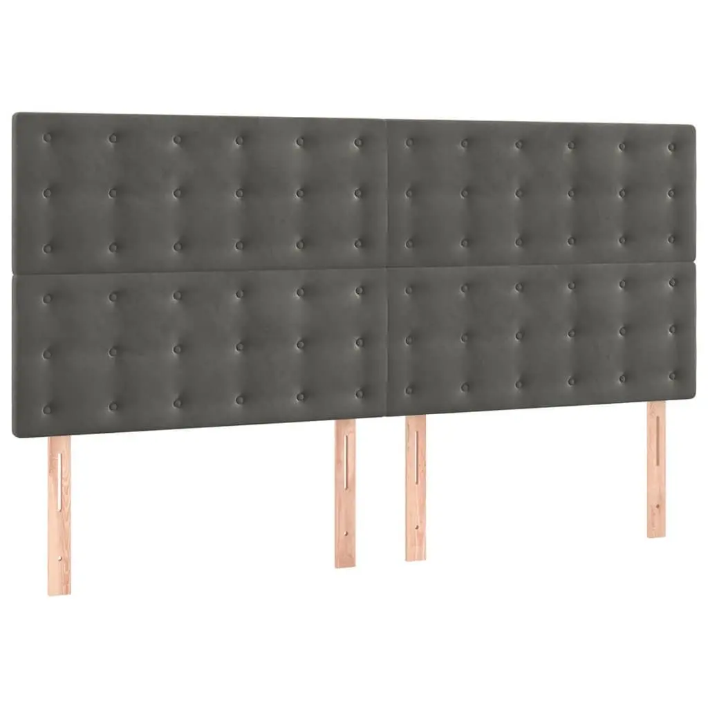Dark Grey Velvet Headboard with Adjustable Height