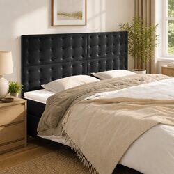 Black Velvet Headboard with Adjustable Height 160cm