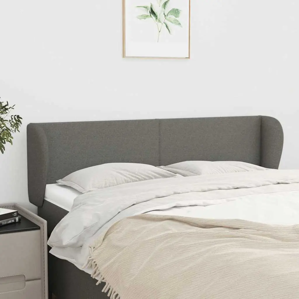 Headboard with Ears Grey 147cm Fabric Bed Head Support Adjustable Height