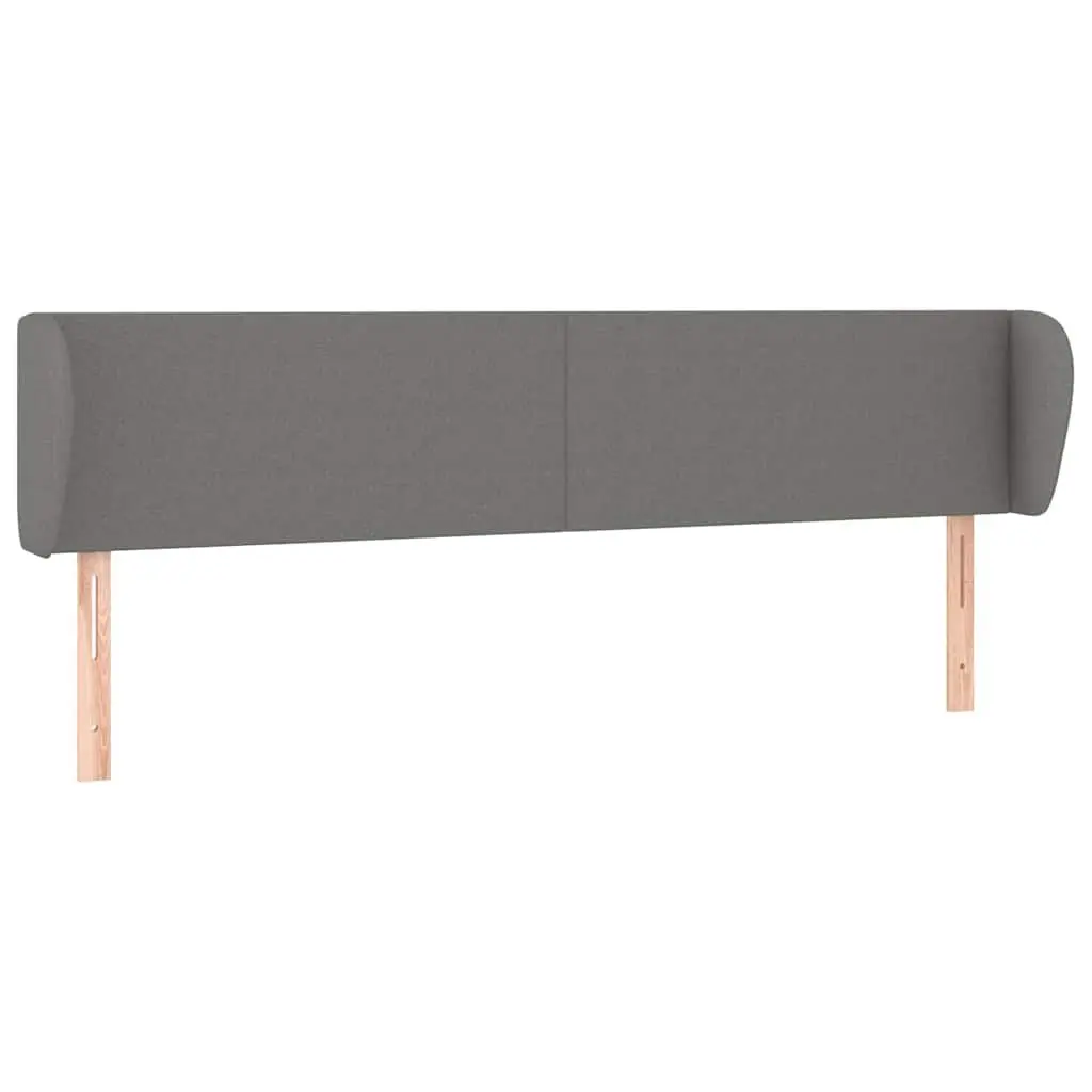Headboard with Ears Grey Fabric 163cm Adjustable Wooden Legs