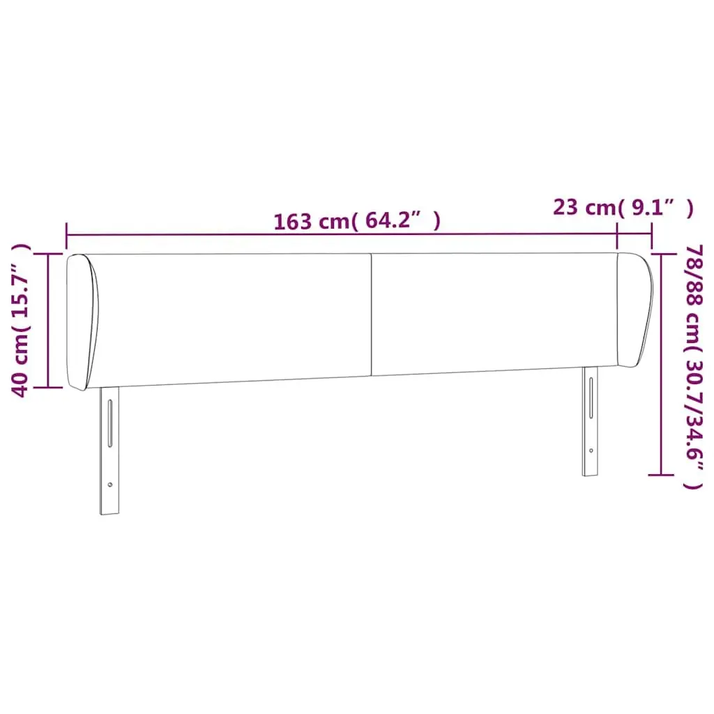Headboard with Ears Grey Fabric 163cm Adjustable Wooden Legs