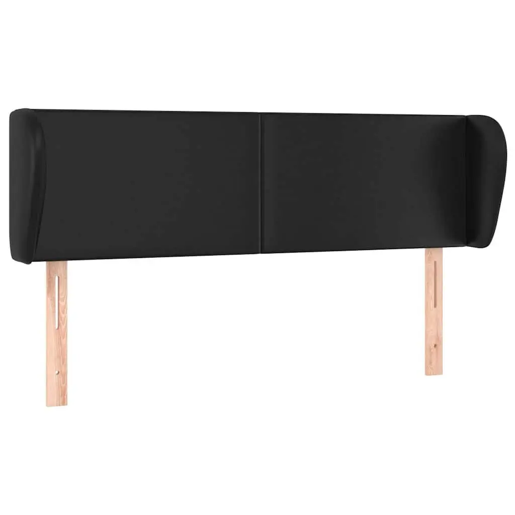 Faux Leather Headboard with Ears 147 cm in Black
