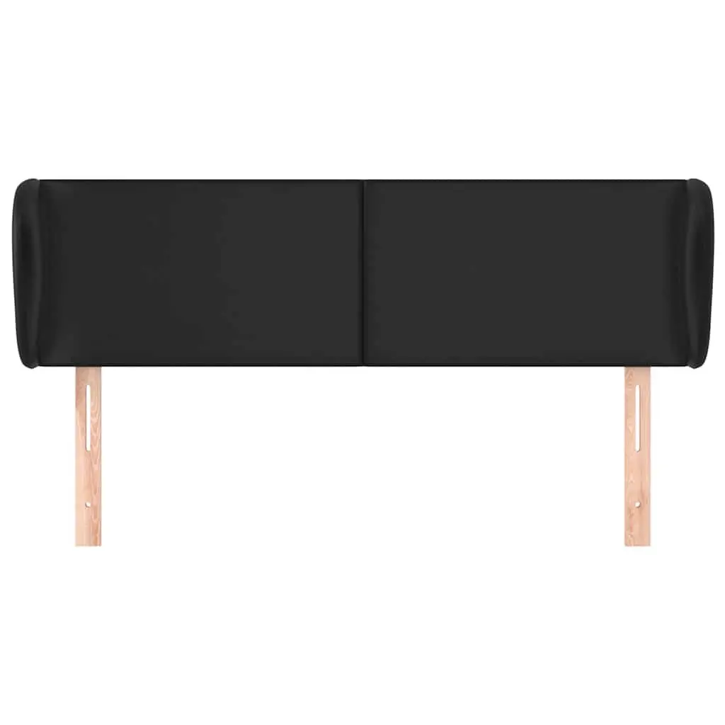 Faux Leather Headboard with Ears 147 cm in Black