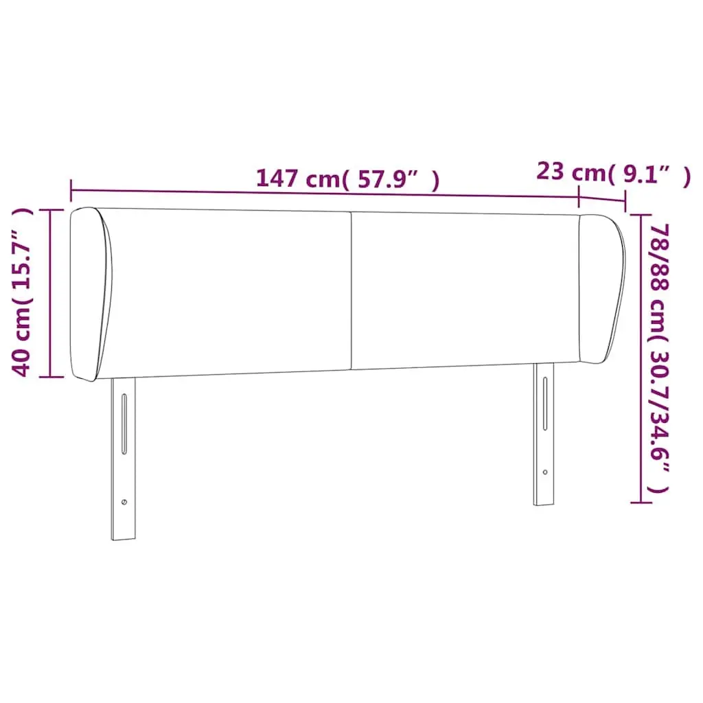 Faux Leather Headboard with Ears 147 cm in Black