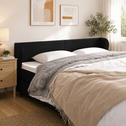 Black Faux Leather Headboard with Ears 163 cm