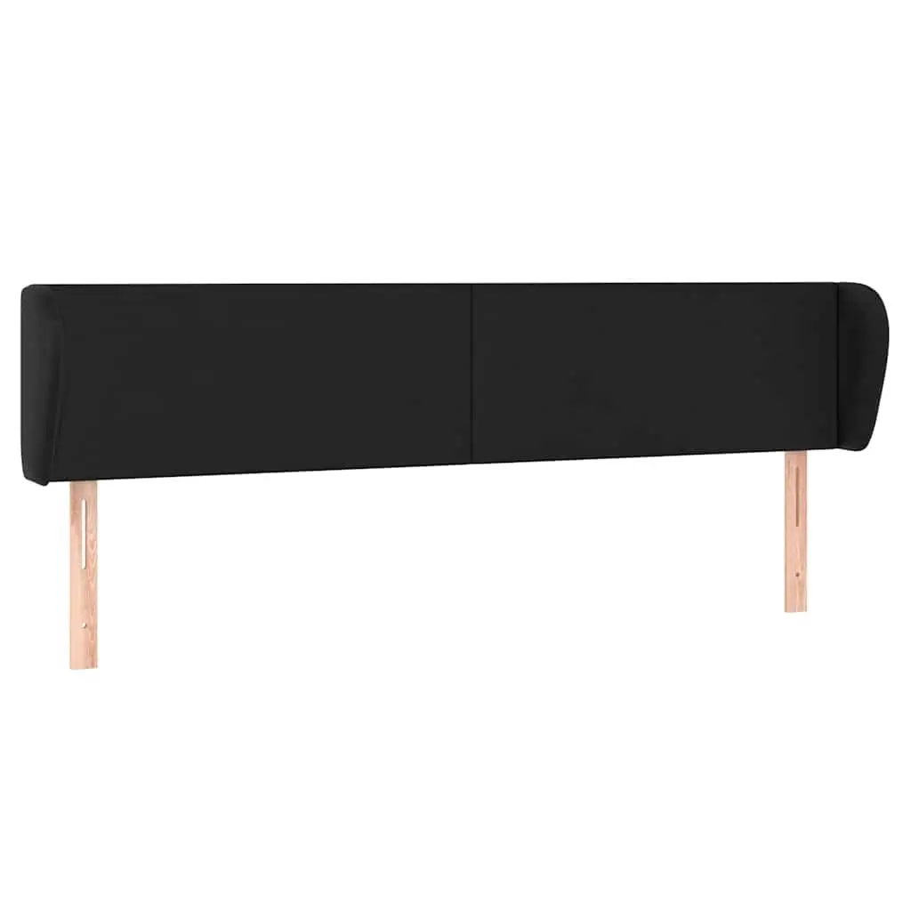 Black Faux Leather Headboard with Ears 203cm