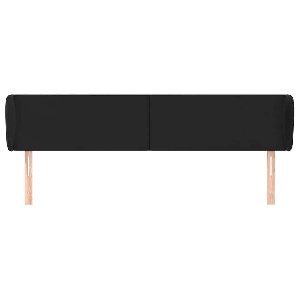 Black Faux Leather Headboard with Ears 203cm