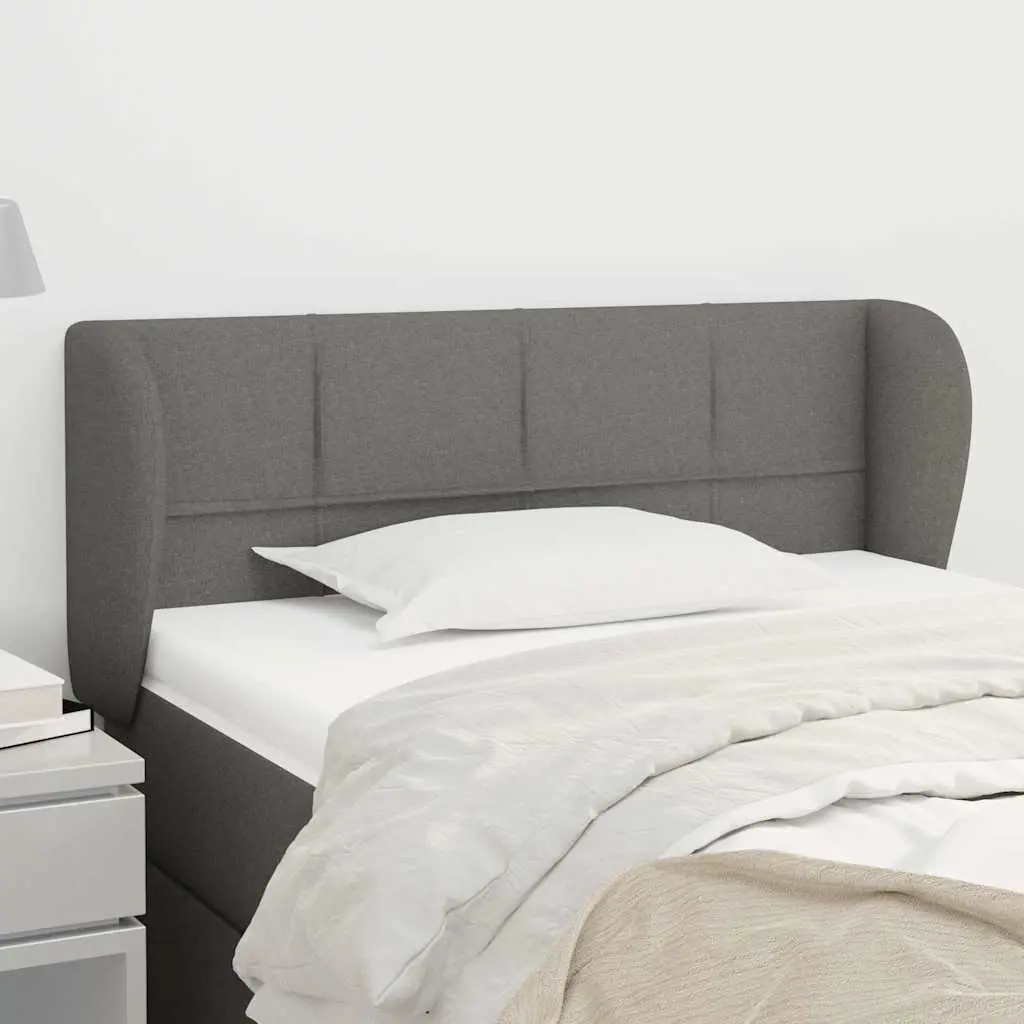 Grey Fabric Headboard with Ears Adjustable Height Wooden Legs Bedroom Furniture