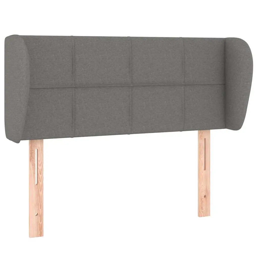 Grey Fabric Headboard with Ears Adjustable Height Wooden Legs Bedroom Furniture