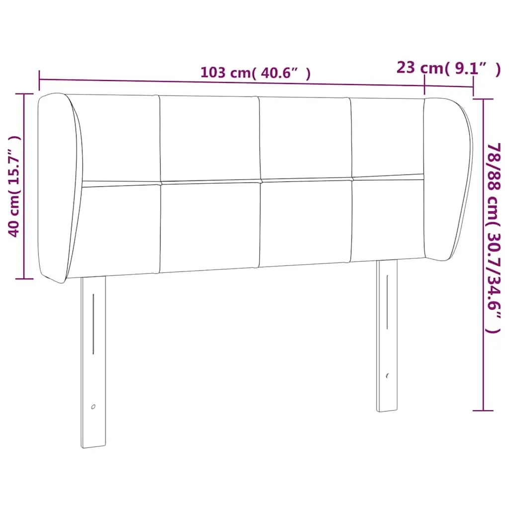 Grey Fabric Headboard with Ears Adjustable Height Wooden Legs Bedroom Furniture