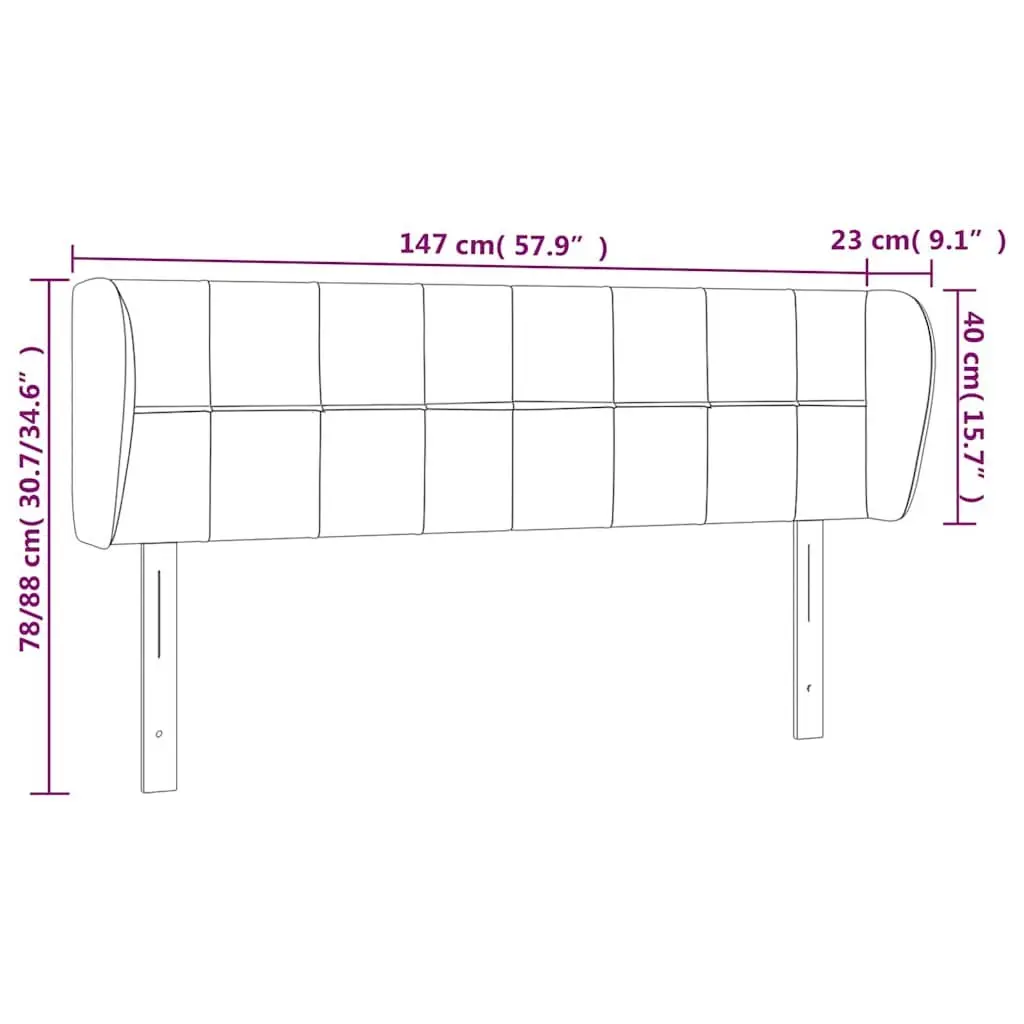 Headboard with Ears Grey Fabric 147 cm Adjustable Bedroom Furniture