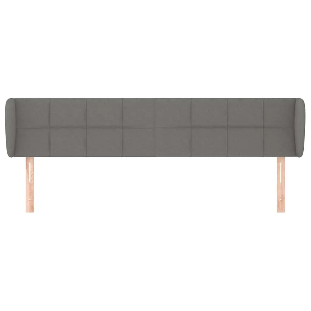 Grey Fabric Headboard with Ears 203 cm Adjustable Height Sturdy Wooden Legs for Bedroom Furniture