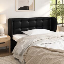 Black Faux Leather Headboard with Ears 103cm