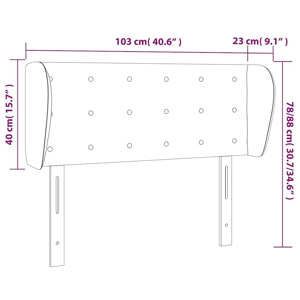 Headboard Black 103cm Faux Leather with Ears