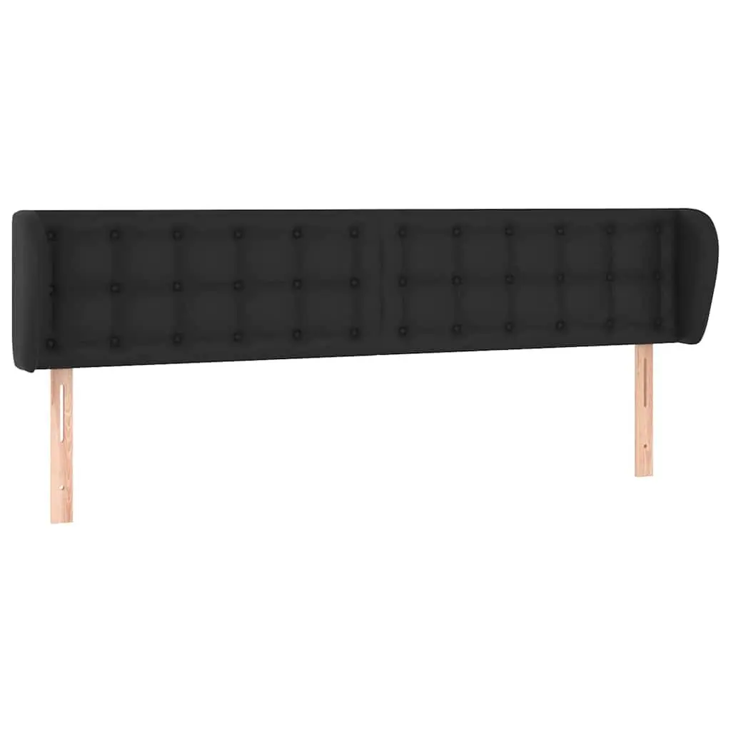 Black Faux Leather Headboard with Ears 163cm