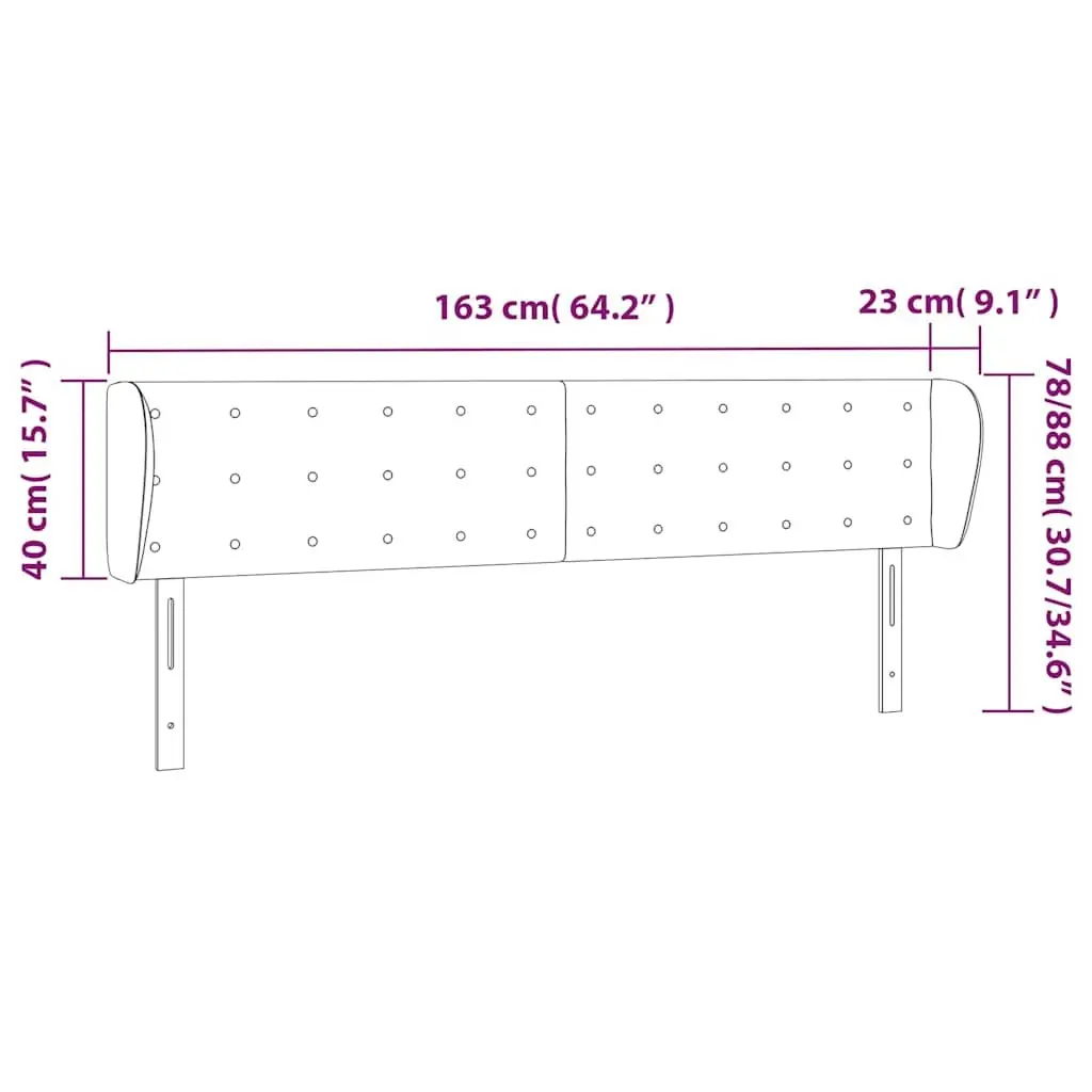 Black Faux Leather Headboard with Ears 163cm