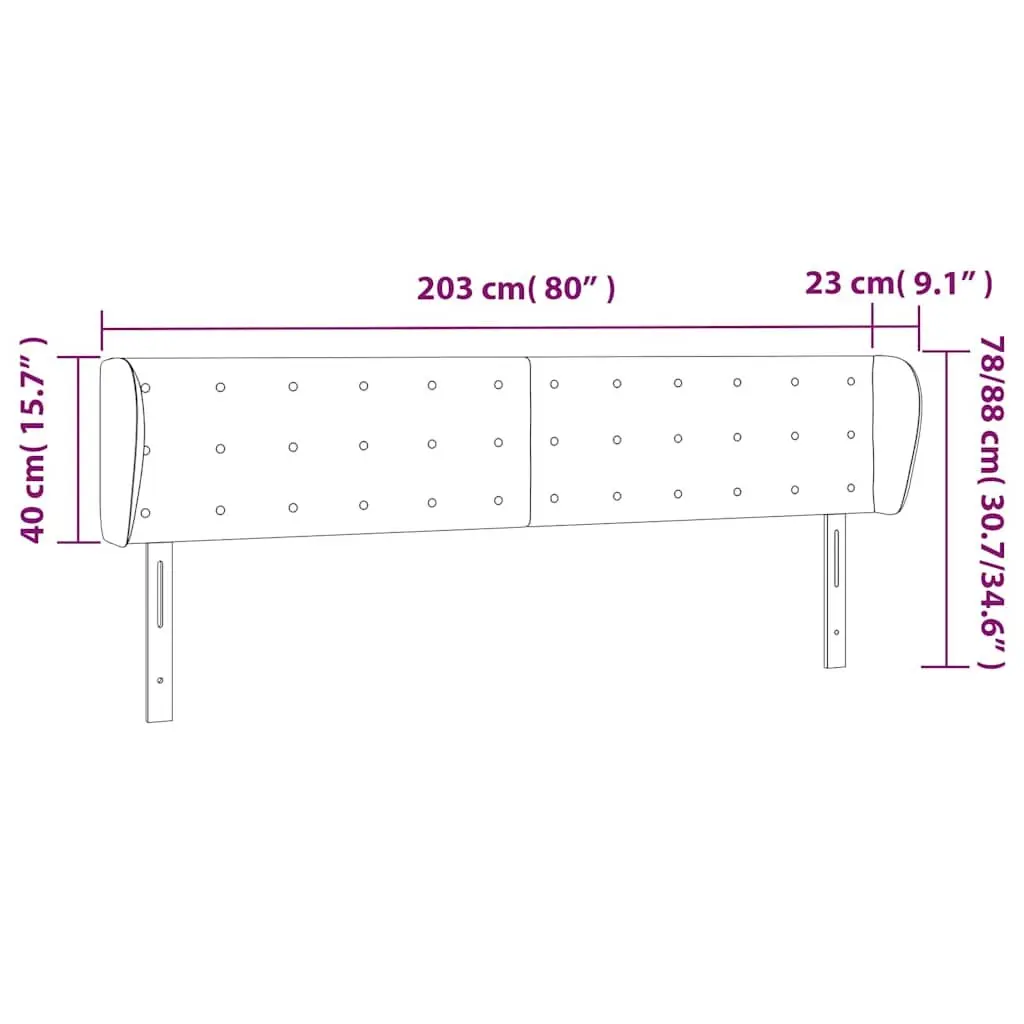 Headboard with Ears Black 203 cm Faux Leather Bed Bedroom Furniture