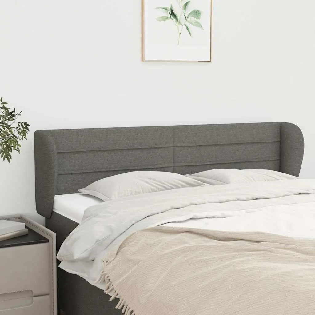 Bed Headboard with Ears Dark Grey 147cm Fabric