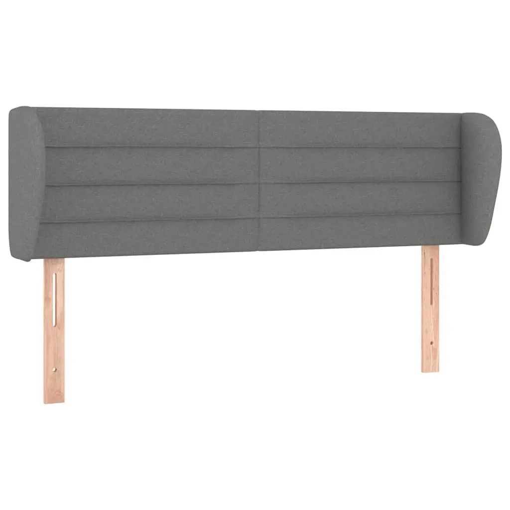 Bed Headboard with Ears Dark Grey 147cm Fabric