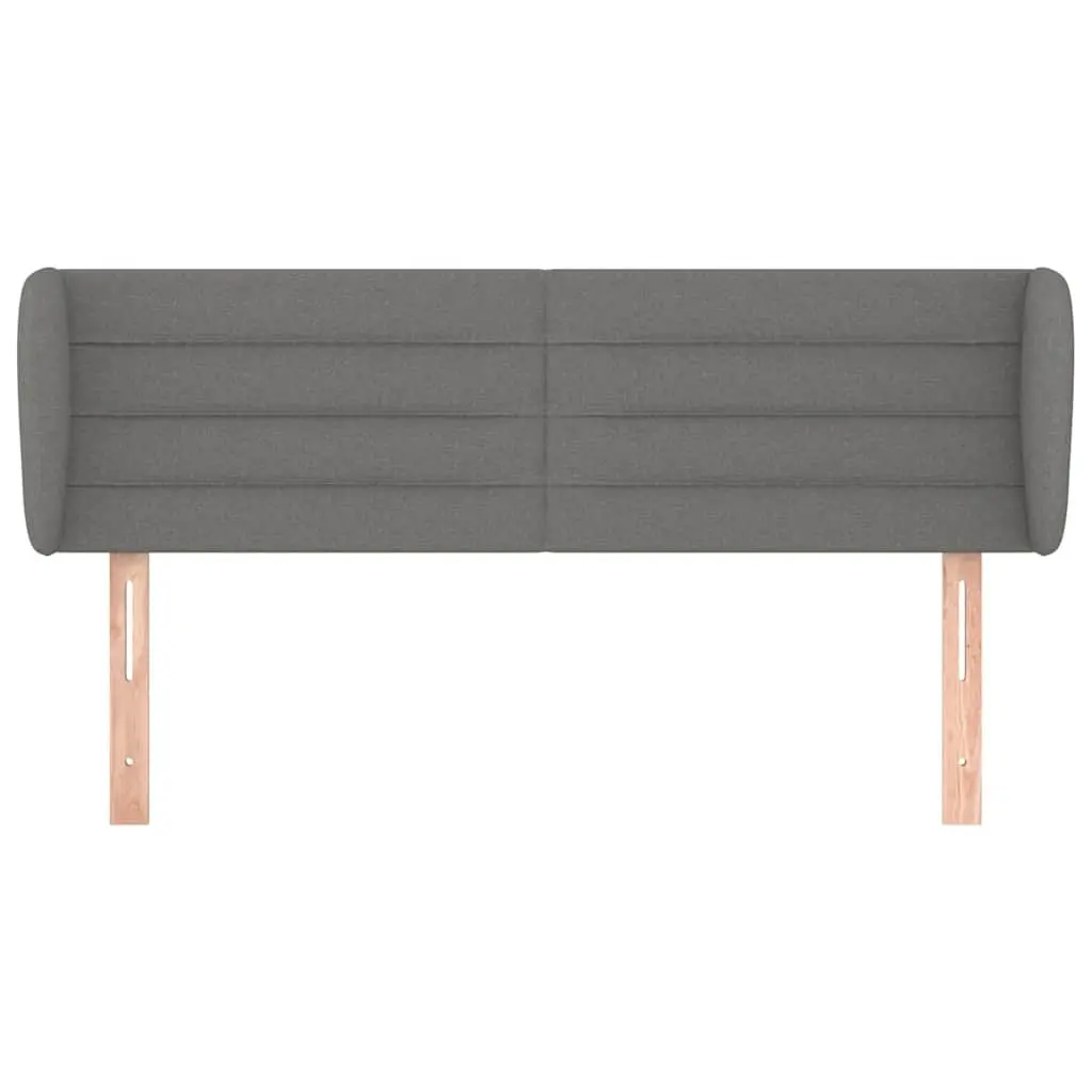 Bed Headboard with Ears Dark Grey 147cm Fabric
