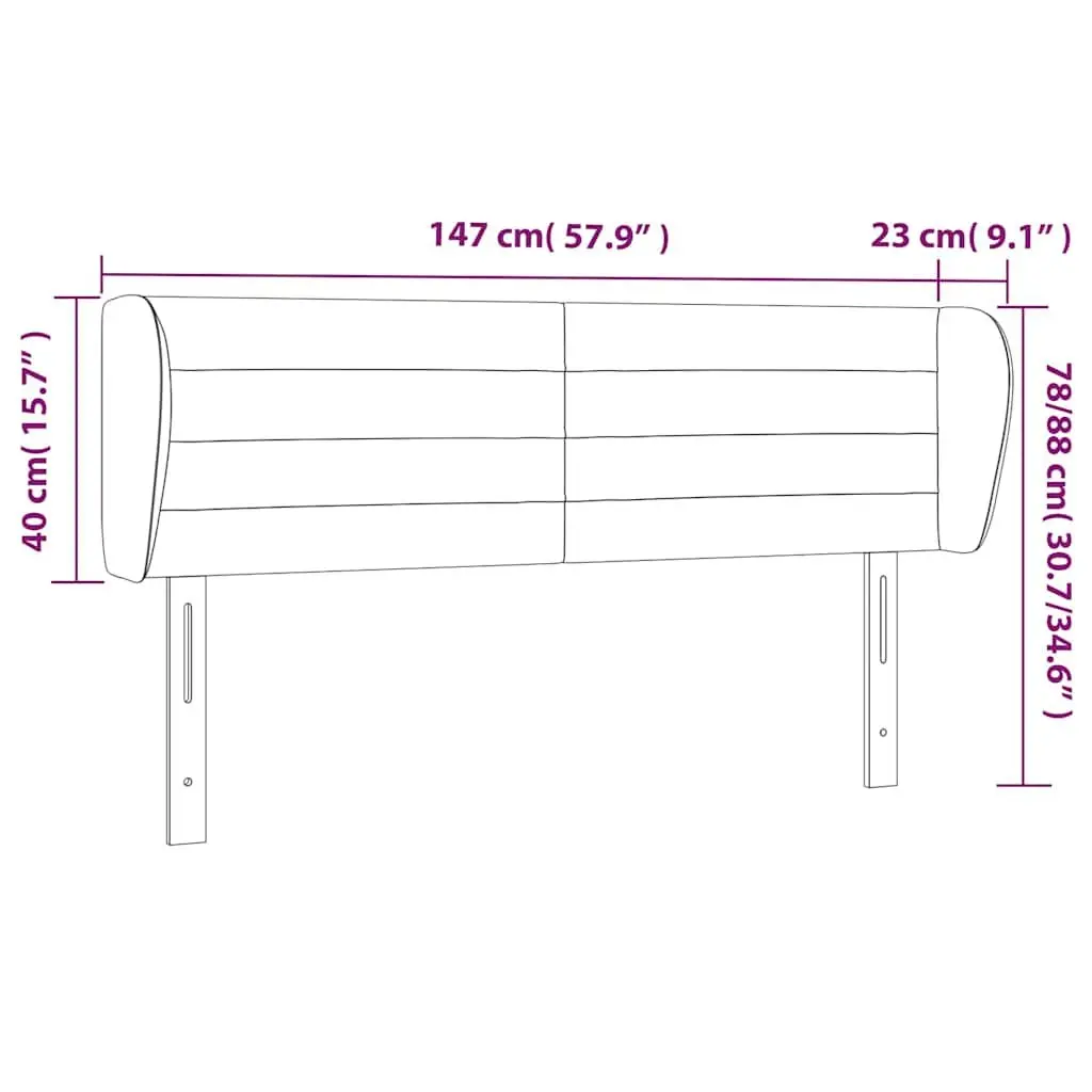 Bed Headboard with Ears Dark Grey 147cm Fabric