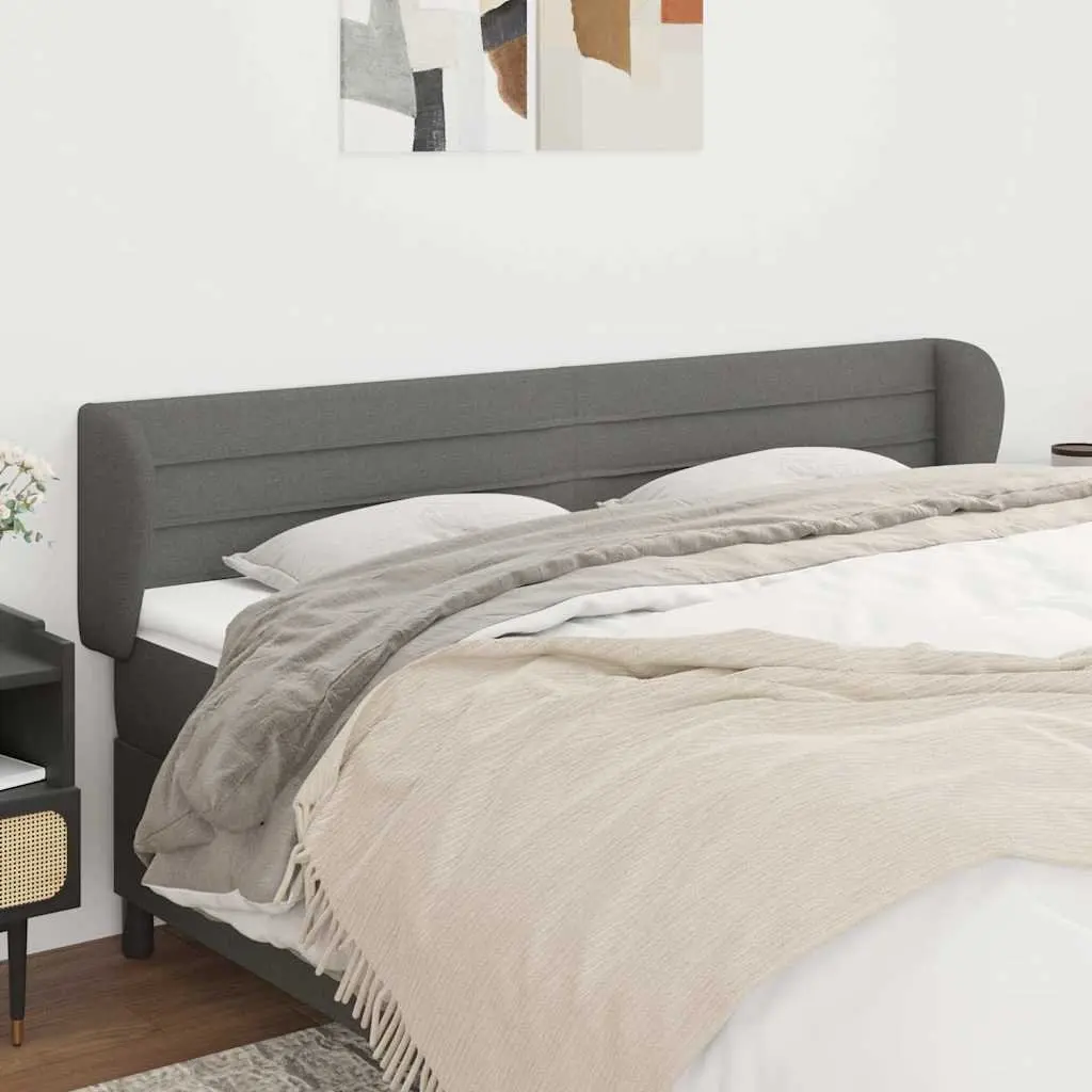 Grey Fabric 203cm Headboard with Ears Adjustable Height Bedroom Furniture for Back Support